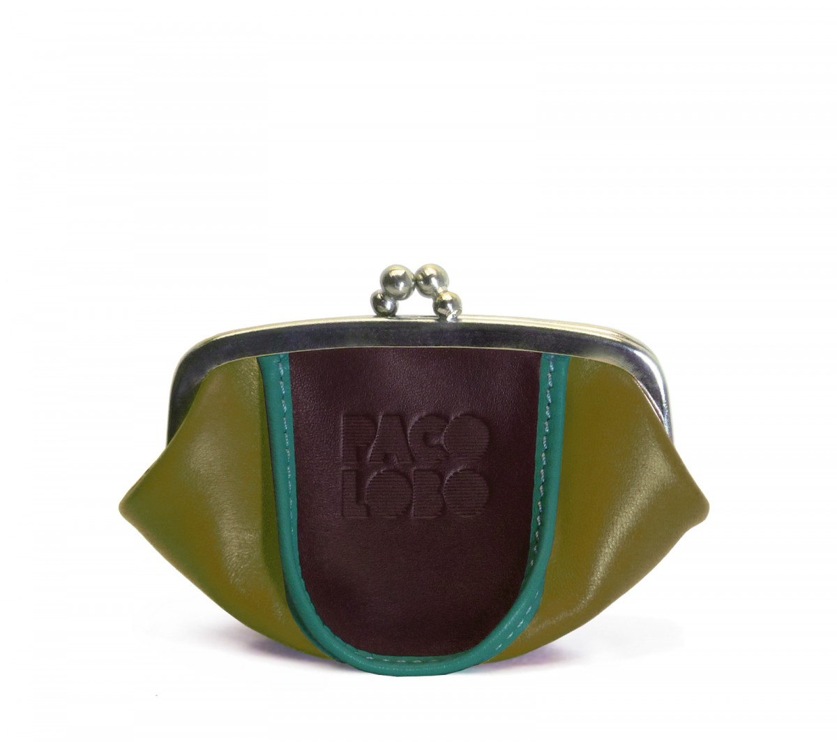 Purse tricolor with kiss-clasp